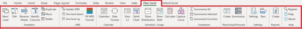 Plan Excel Ribbon Menu